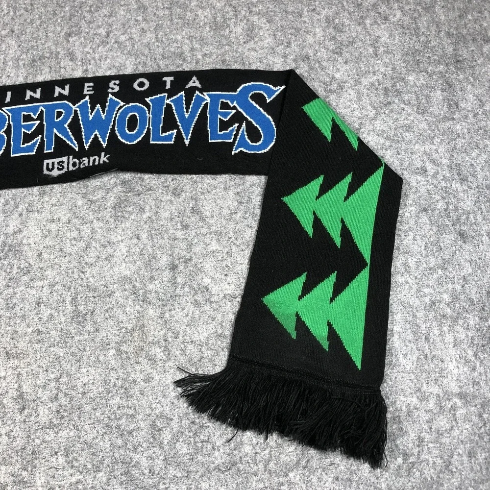 Minnesota Timberwolves Scarf Mens One Size Black NBA Basketball Knit Winter